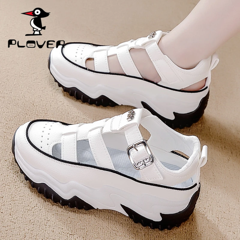 PLOVER透气夏款女鞋踩屎感老爹鞋夏季透气镂空网面久站防痛运动鞋