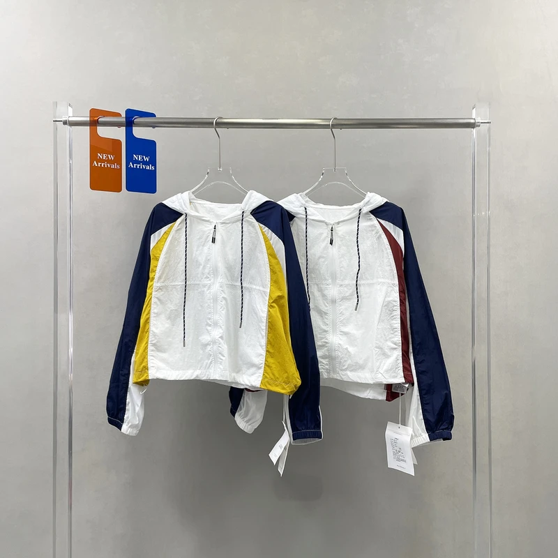 绣罗衣尚夏季新款时尚百搭休闲连帽长袖拼色拉链防晒外套女13903