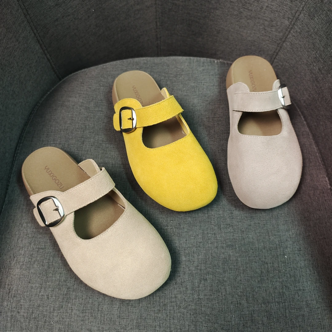 866303头层牛皮休闲时尚女款半托鞋