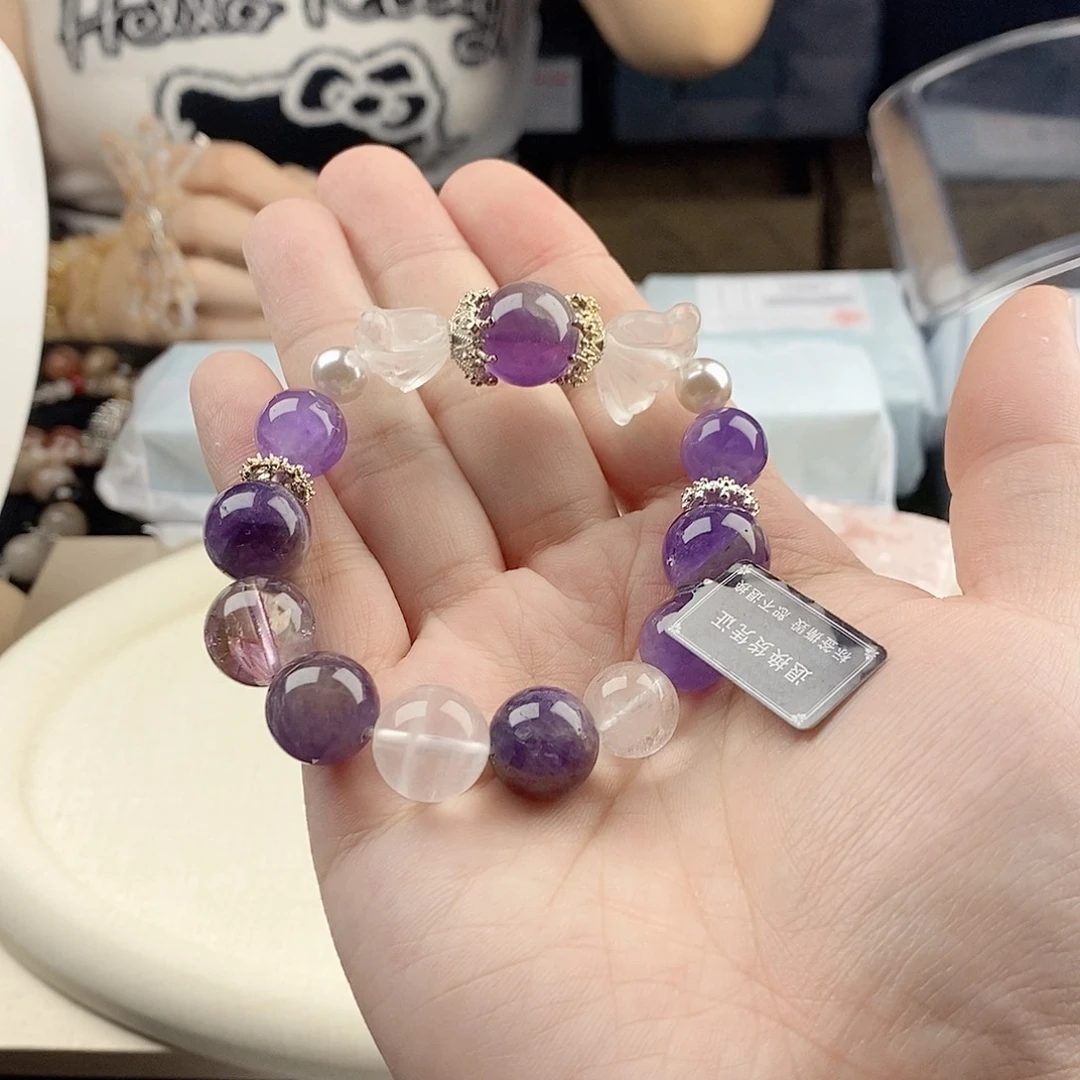 水晶银S925镀金镶嵌手链