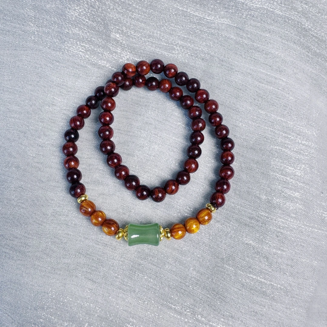 m-ak023海黄天然金丝檀双圈手串6m