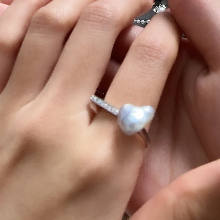 海水珍珠戒指银S925镶嵌