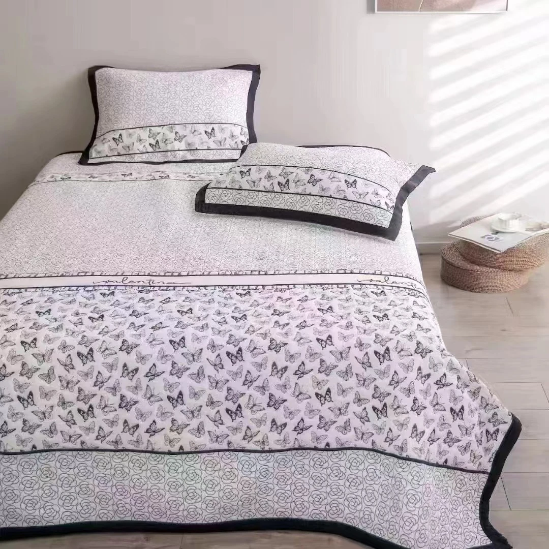 白蝴蝶2*2.3米纯棉床盖透气细纱布毯双面可用可铺可盖色织提花