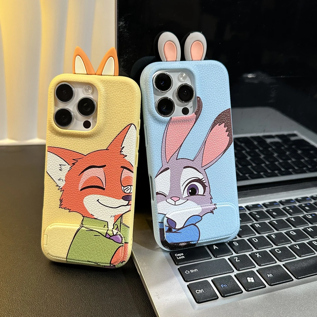 雅天立贴贴尼克朱迪支架适用苹果17皮纹手机壳华为vivoppo小米15