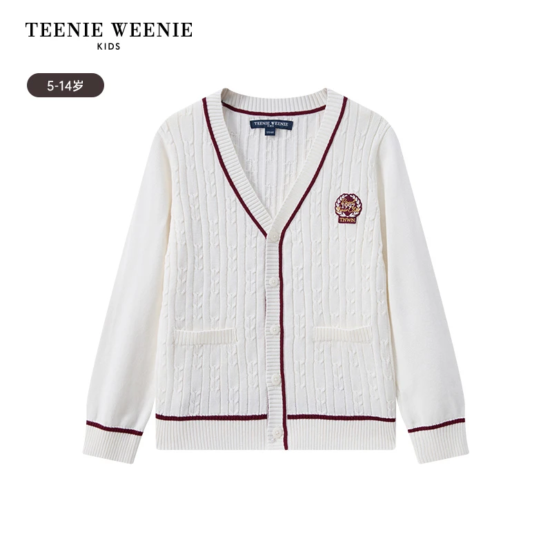 《奥莱》TeenieWeenieKids春秋款休闲学院风V领针织开衫TKCK243801B