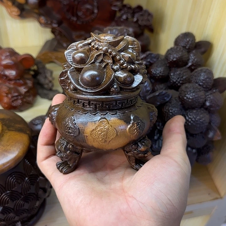 木黑檀木12双色聚宝盆一个