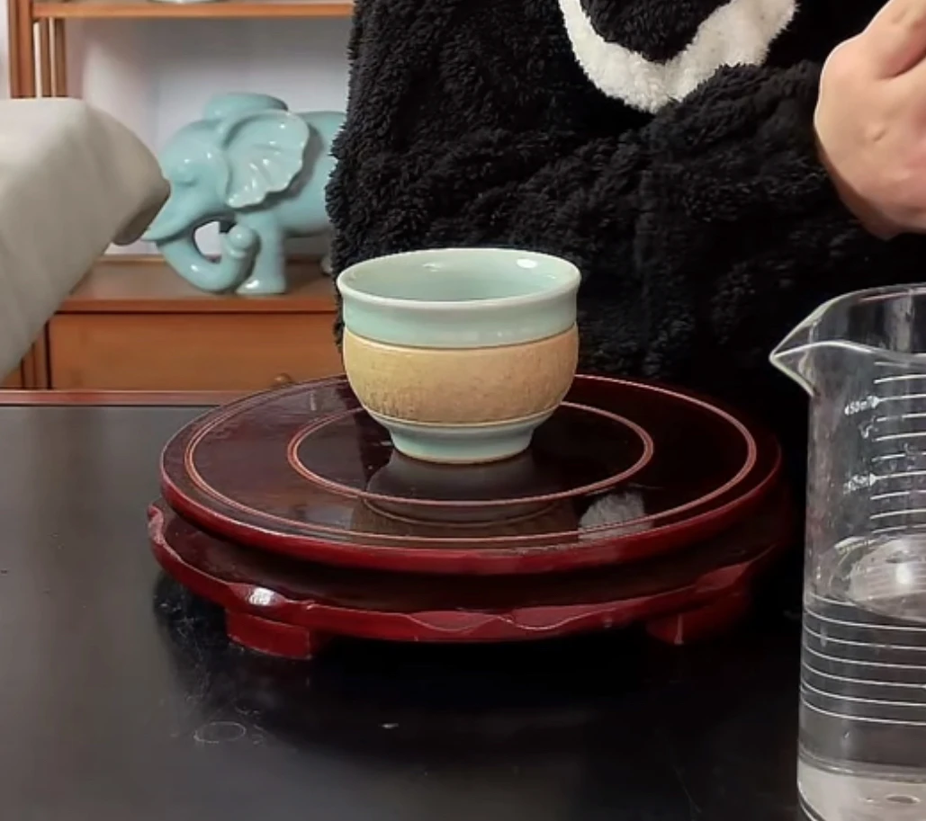 手工拉坯重工跳刀中式粉青手绘主人杯复古茶杯品茗杯茶具陶瓷家用