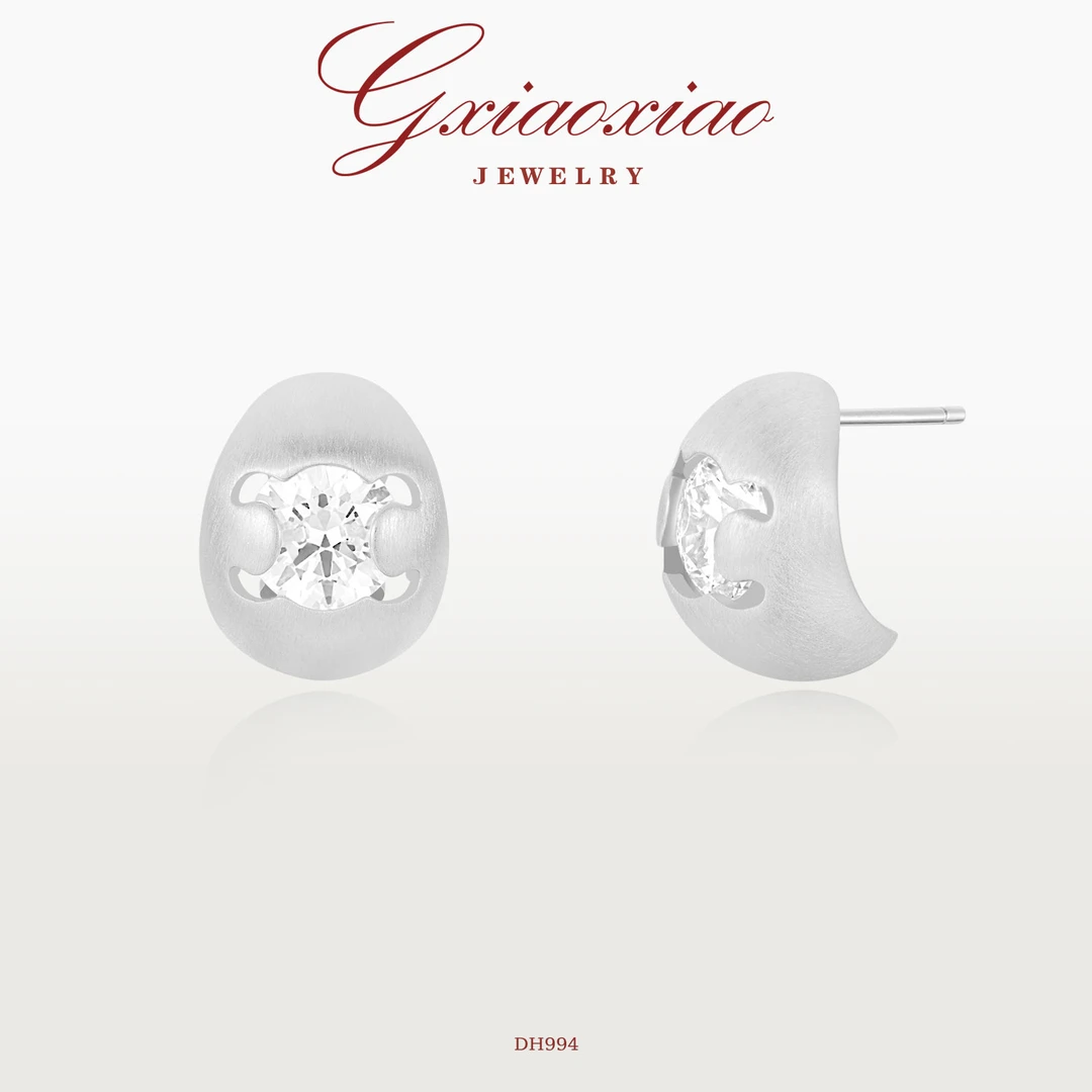 G XIAOXIAO 镀K金 时尚气质精致百搭银色拉丝耳环 DH994