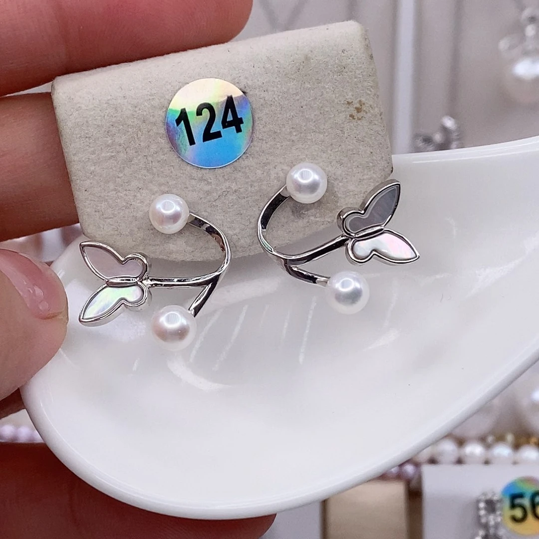 银S925镶嵌淡水珍珠耳饰