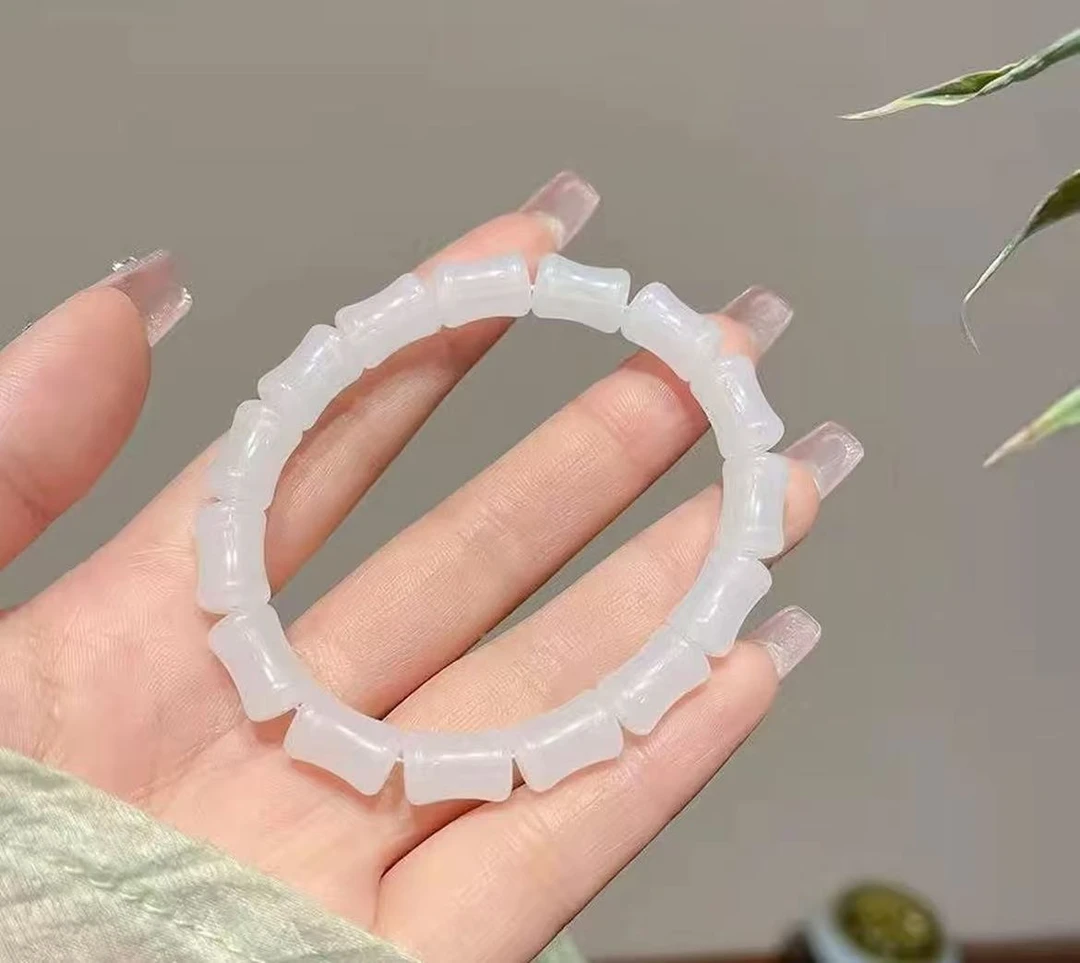 琉璃手链 琉璃白单圈竹节节节高升手串（无礼盒）