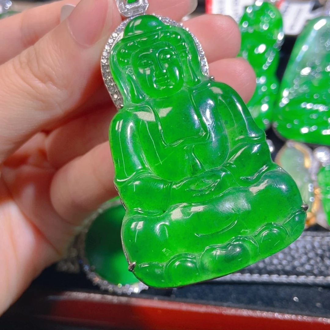 翡翠银S925镶嵌吊坠(不含链)