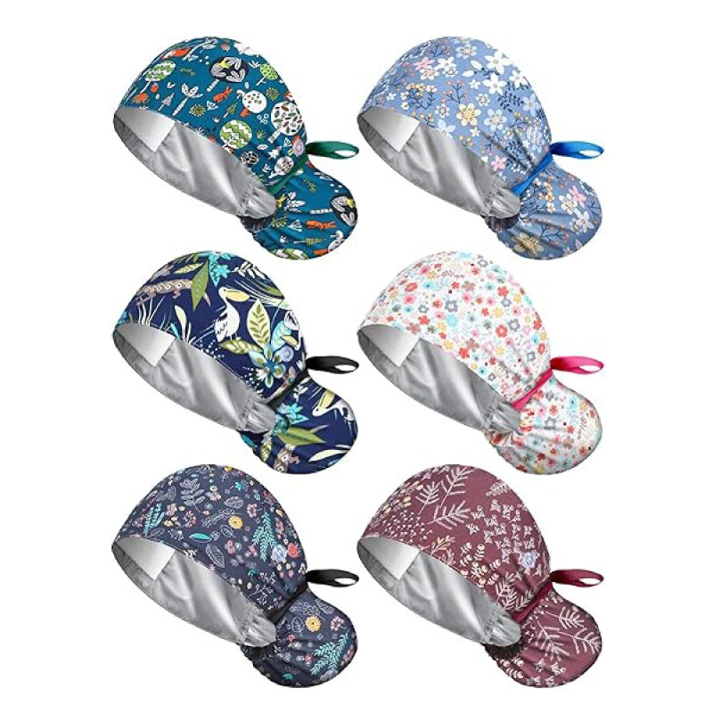 炒菜护发帽仿真丝绸缎内衬厨房防落发油烟月子家居印花医护美容帽