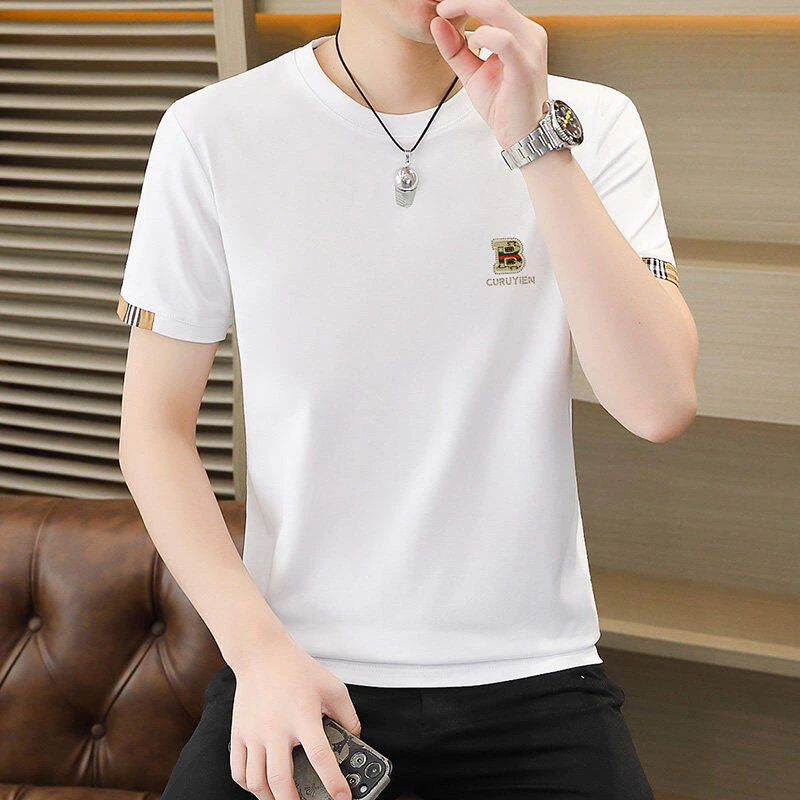 2025夏季潮流时尚短袖T恤男休闲百搭透气半袖宽松圆领男士
