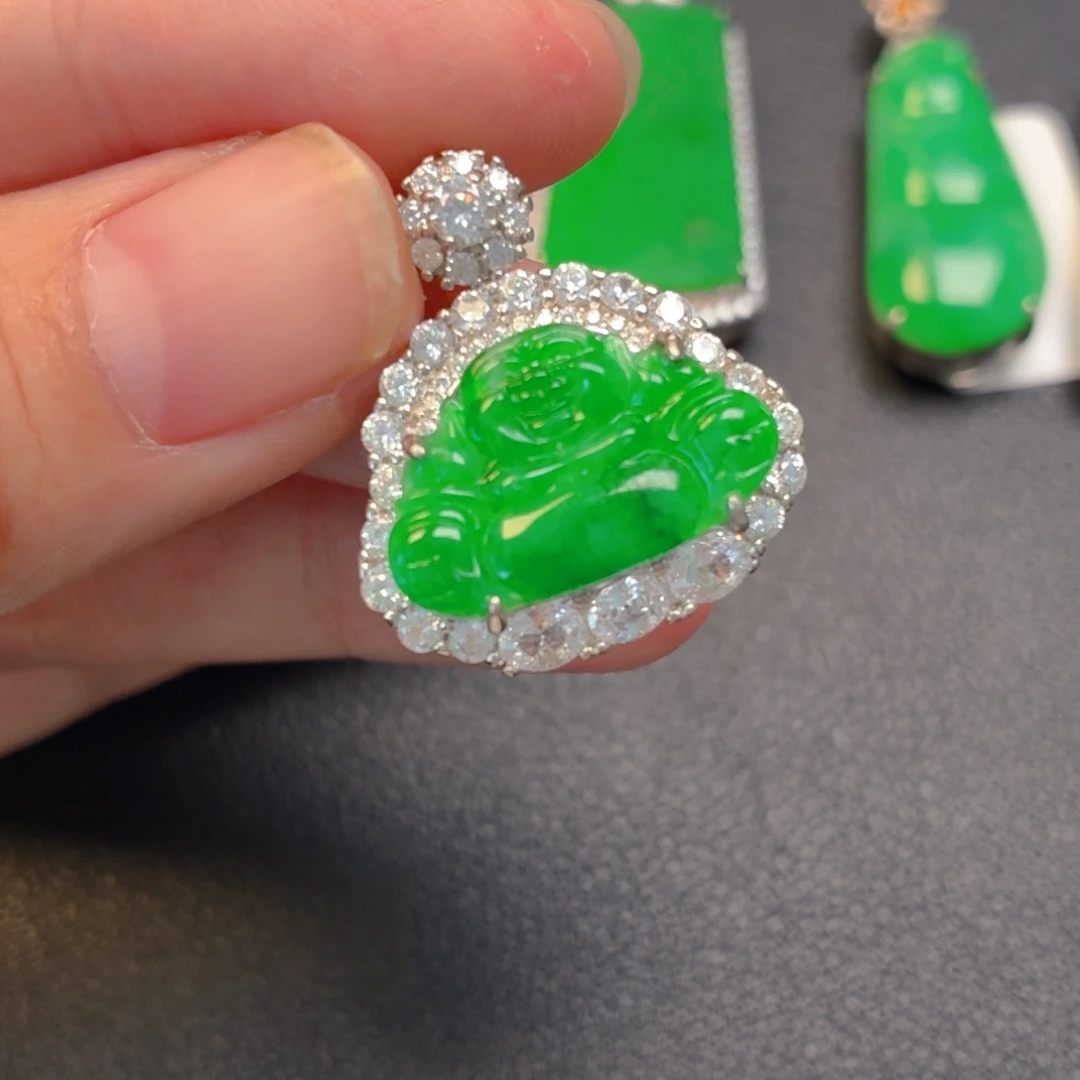 翡翠银S925镶嵌吊坠(不含链)