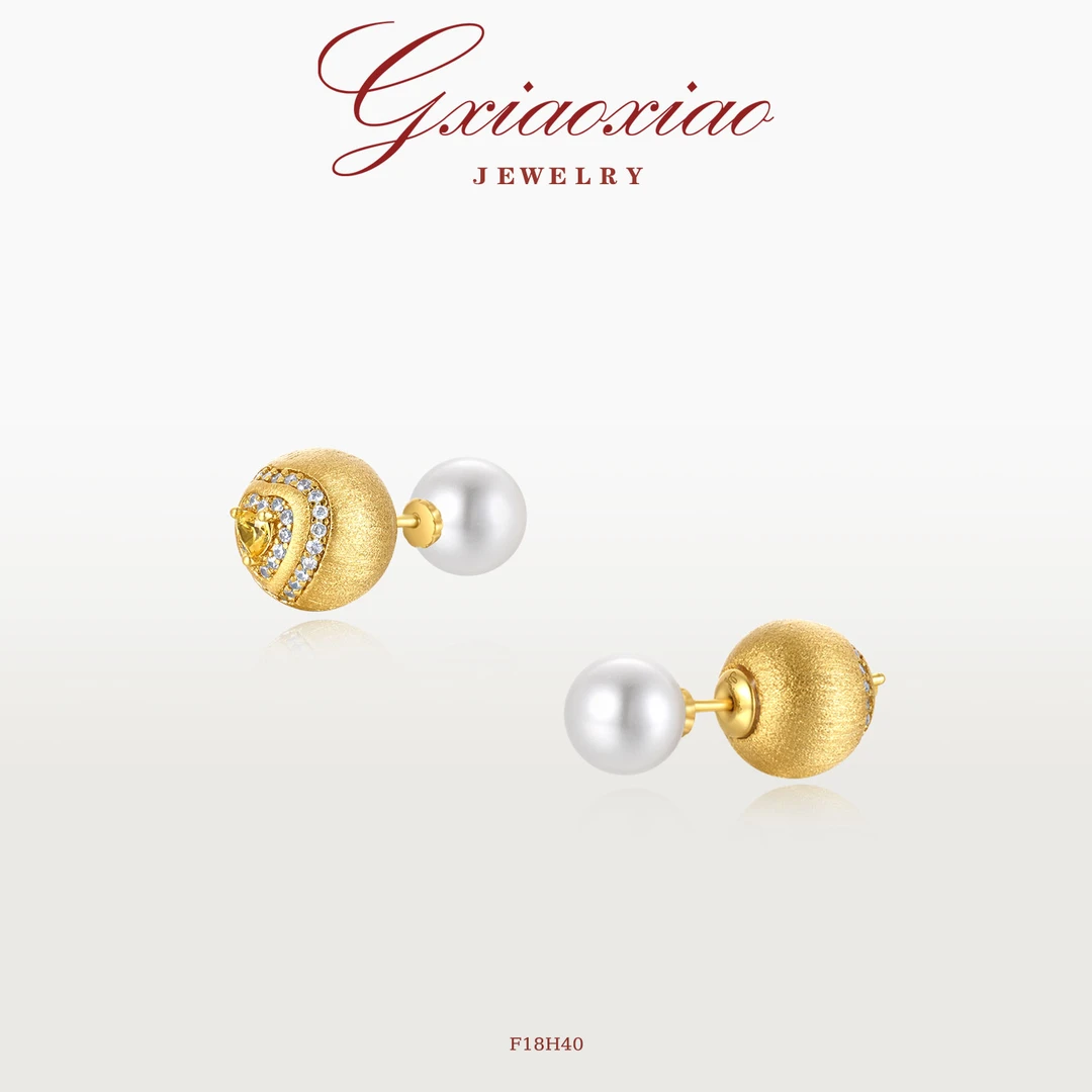 G XIAOXIAO 镀K金 轻奢高级感气质百搭拉丝圆圈耳环 F18H40