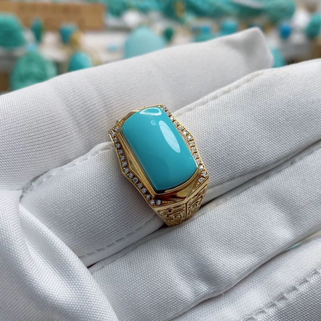 绿松石珠宝奇石18K金镶嵌