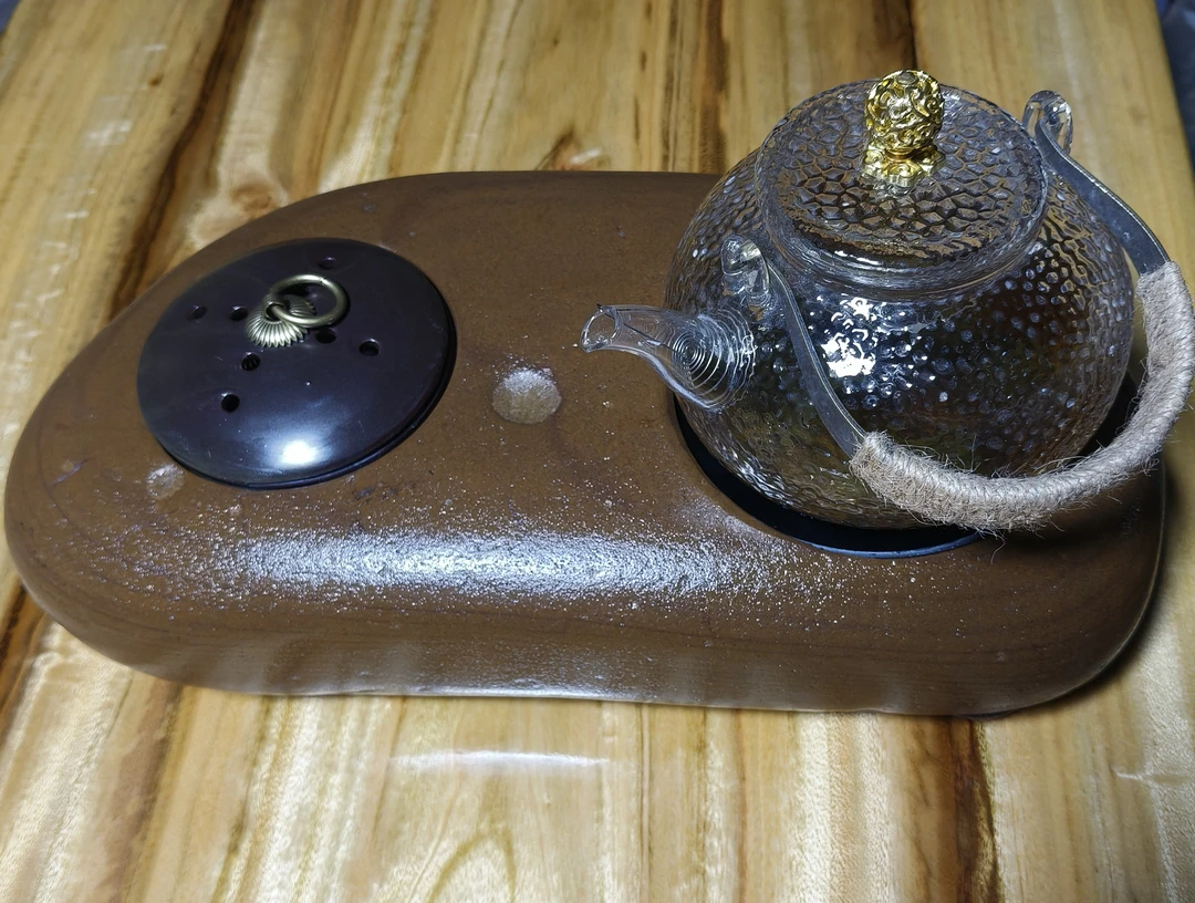 纯天然长江原石煮茶炉，带八百瓦电陶炉及陶瓷香炉各一件