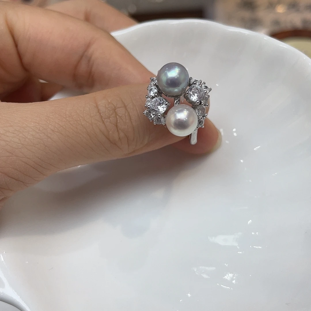 银S925镶嵌戒指海水珍珠
