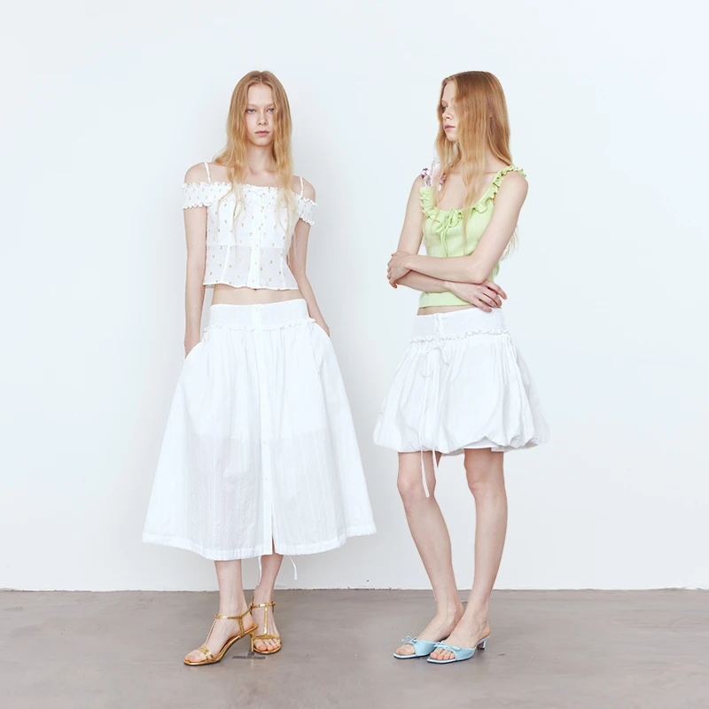 BOLD italic 多穿法花边打揽抽绳暗纹半裙 SK0423462