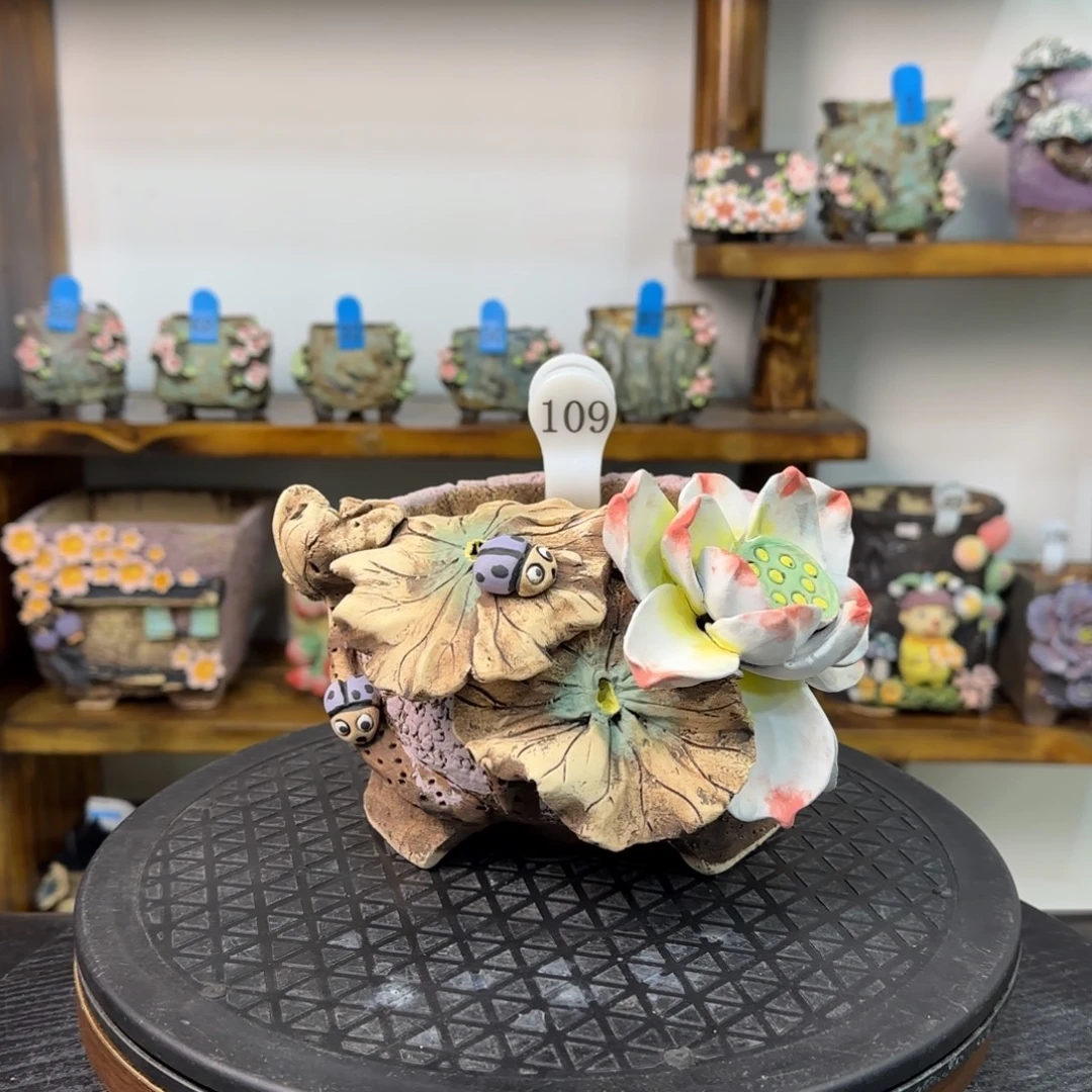 本默花器手捏花盆.