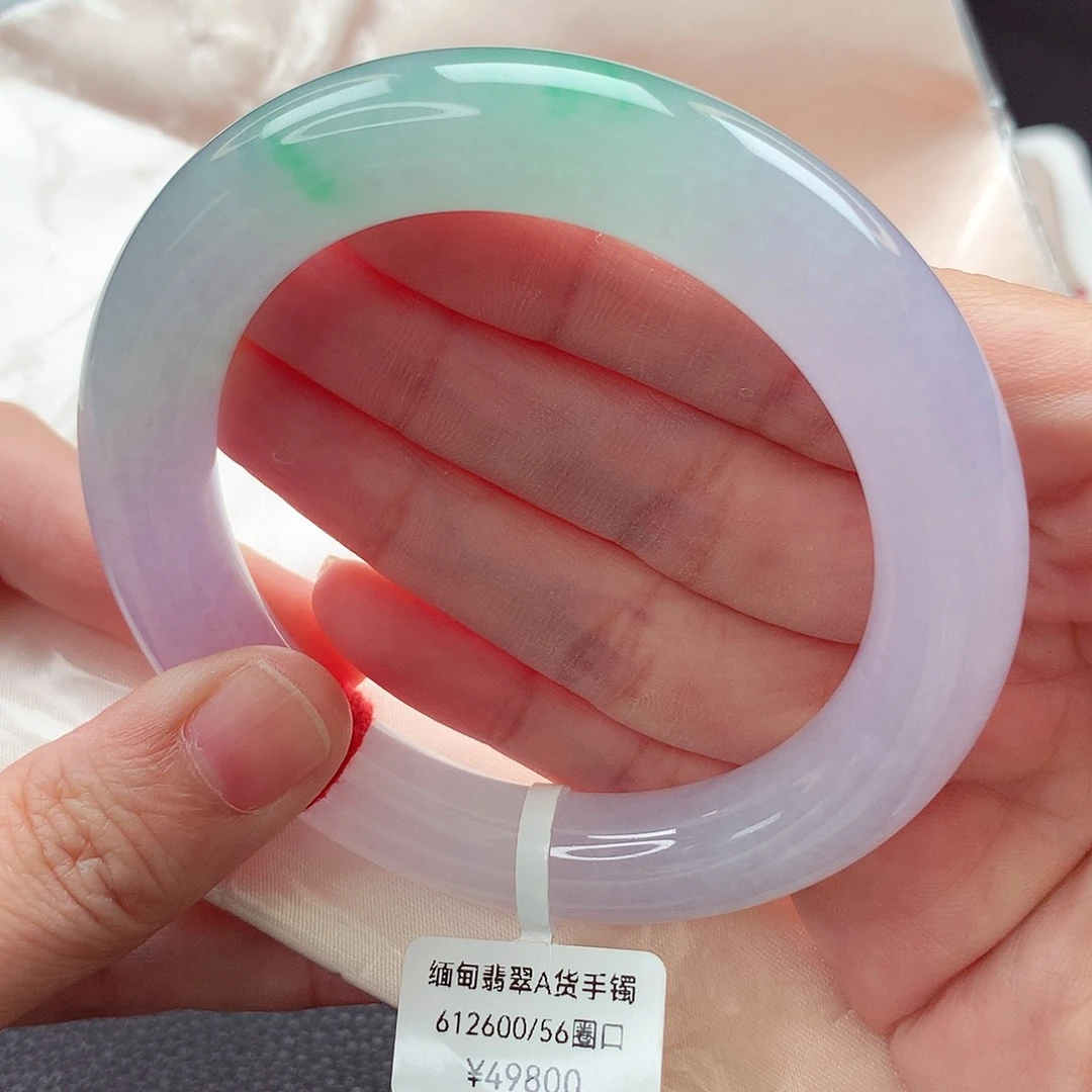 翡翠未镶嵌手镯56 57圈口 冰春彩胖圆条 大万品质 种色兼备