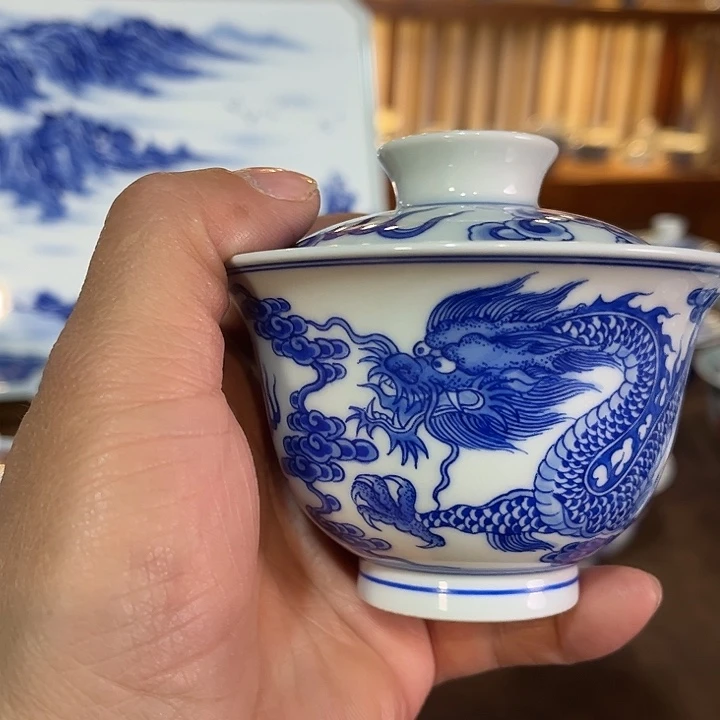 錡镇堂手工手绘盖碗