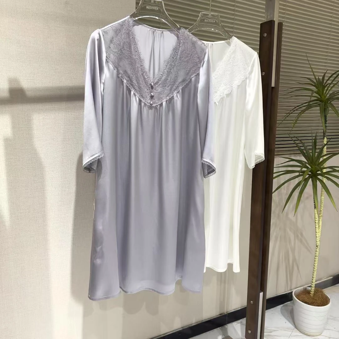 【老板娘自播】睡衣蕾丝性感重磅100%桑蚕丝连衣裙S2385