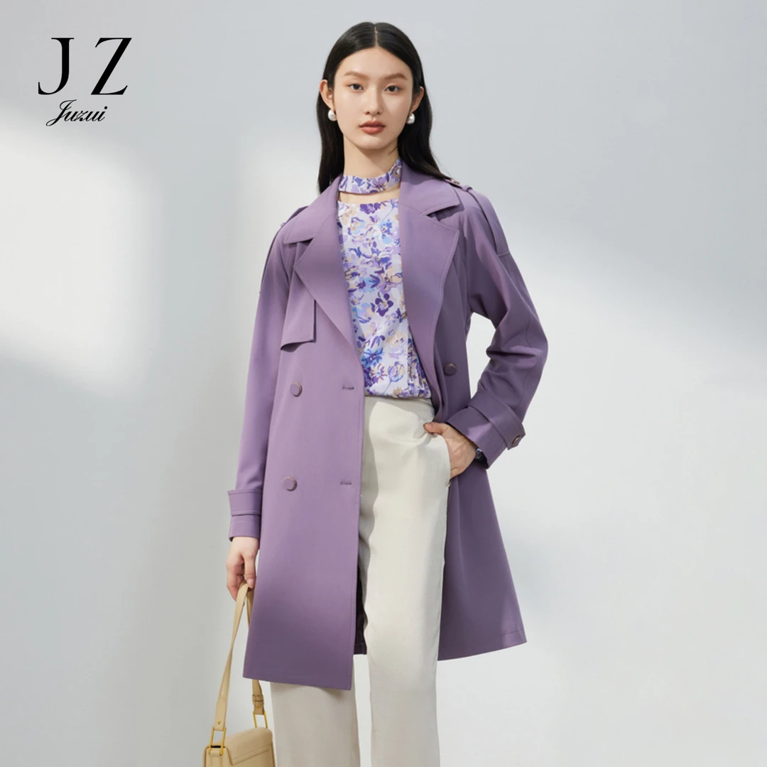 【小余专属】JZ玖姿JTDC41202休闲轻松感风衣女春季纯色职业外套