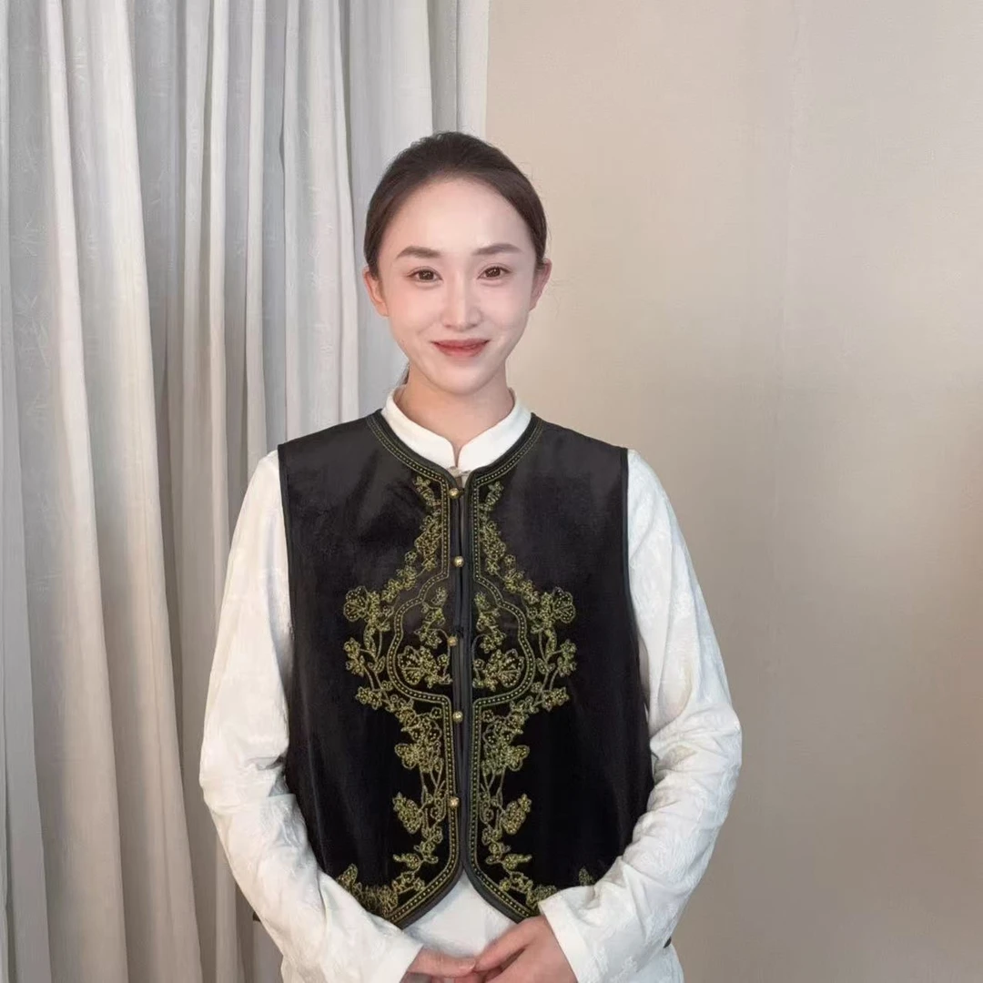 【锦瑟】2025新款国风新中式丝绒双面穿刺绣马甲sfg-12