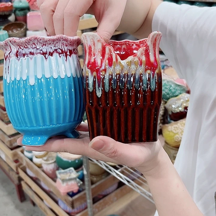 有孔.凑单10元陶瓷花盆发货！