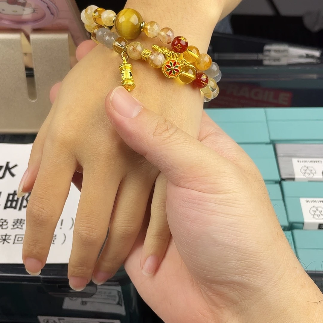 水晶手串银S925镀金镶嵌