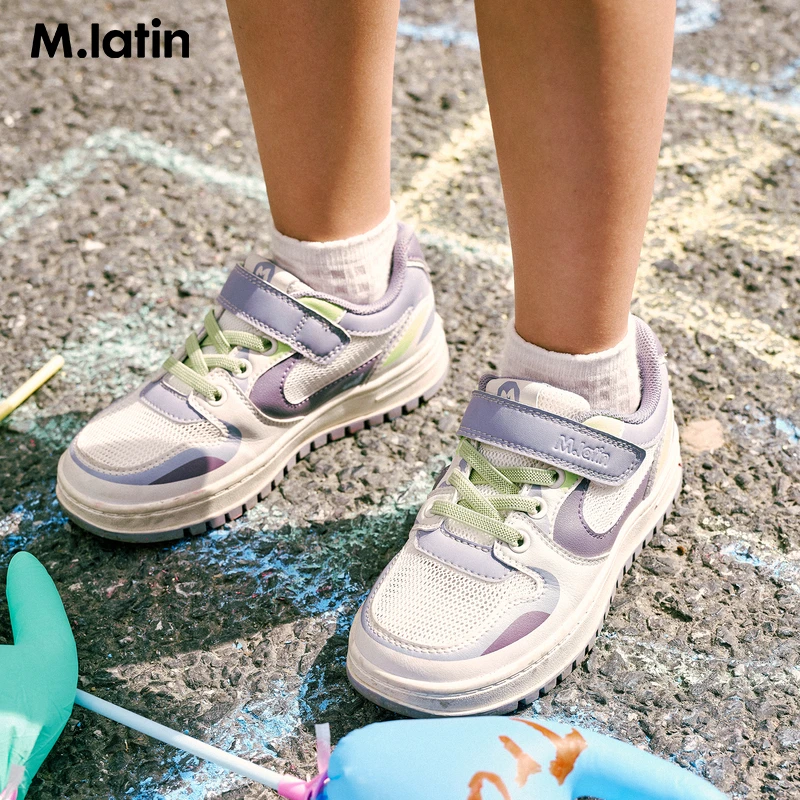 马拉丁童装女童板鞋夏新款单搭结构拼接印花双色大底板鞋