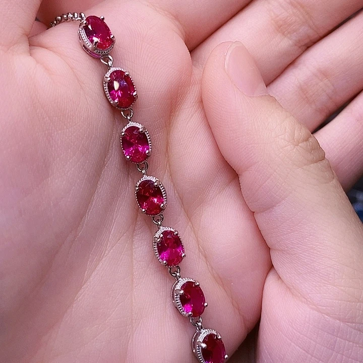 红宝石手链银S925镶嵌