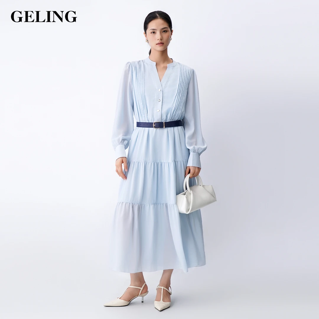 GELING/歌&玲春夏仙女连衣裙收腰优雅时尚气质长裙G503X254L