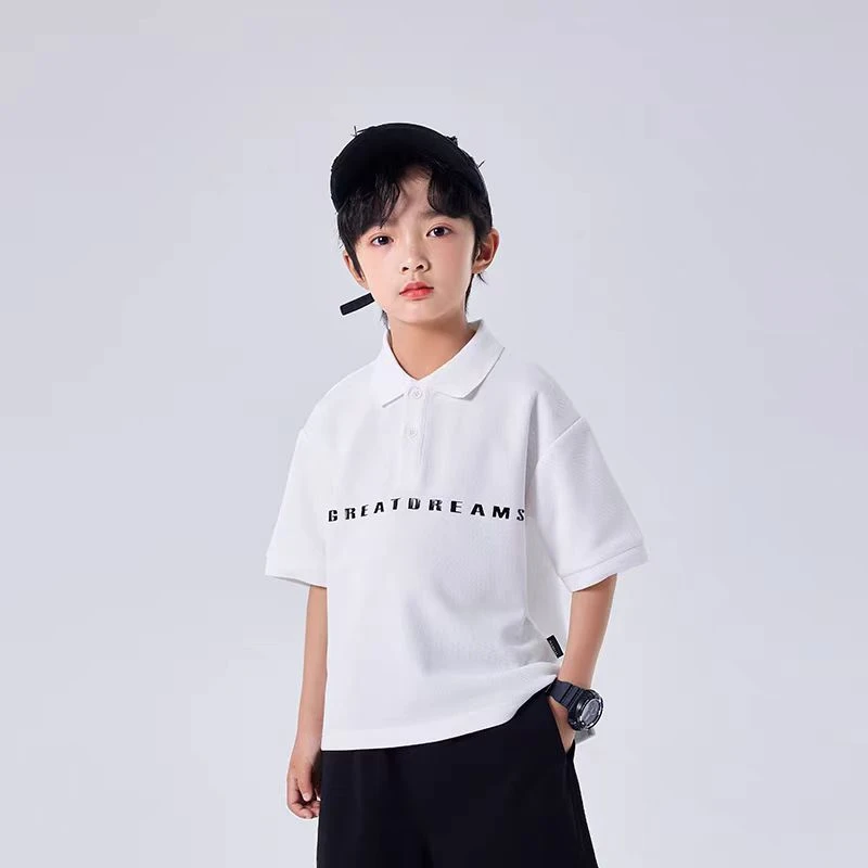 童装男童短袖T恤儿童POLO衫夏装2025新款男大童白色上衣洋气透气