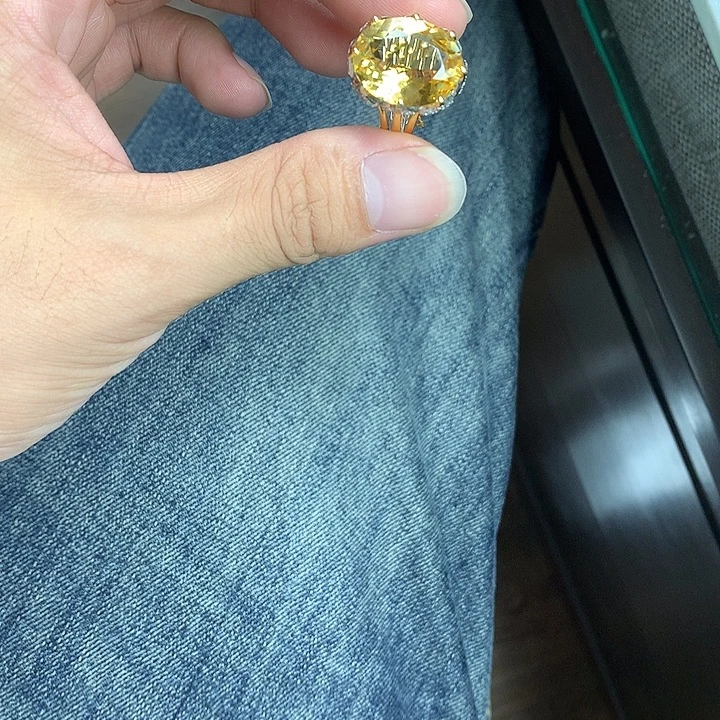 水晶戒指银S925镀金镶嵌