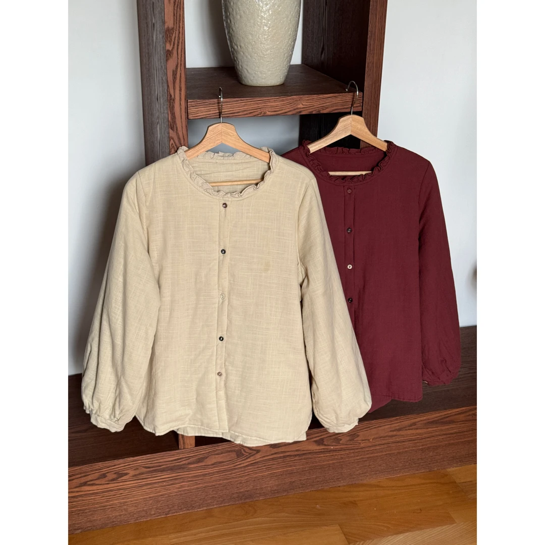 木耳领夹棉小衫（no退no换）