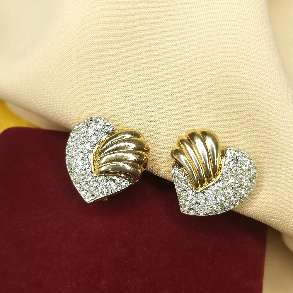 密镶花叶桃心耳夹[2501201-020]