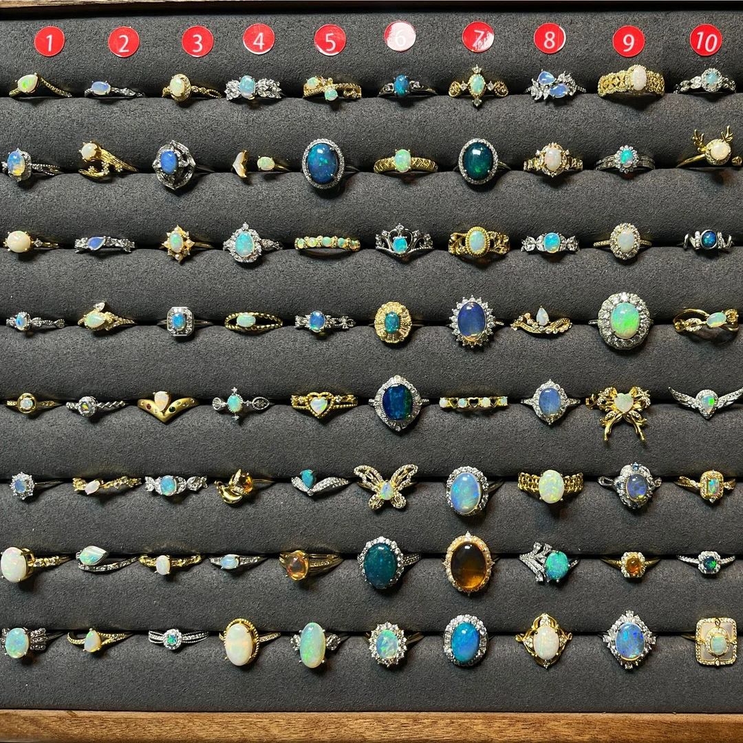 澳大利亚欧泊石戒指戒托S925银镶精致美观大方