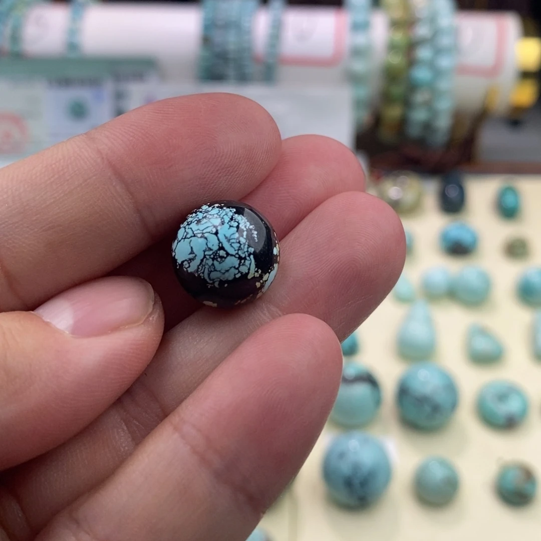 绿松石未镶嵌卡13.6圆珠