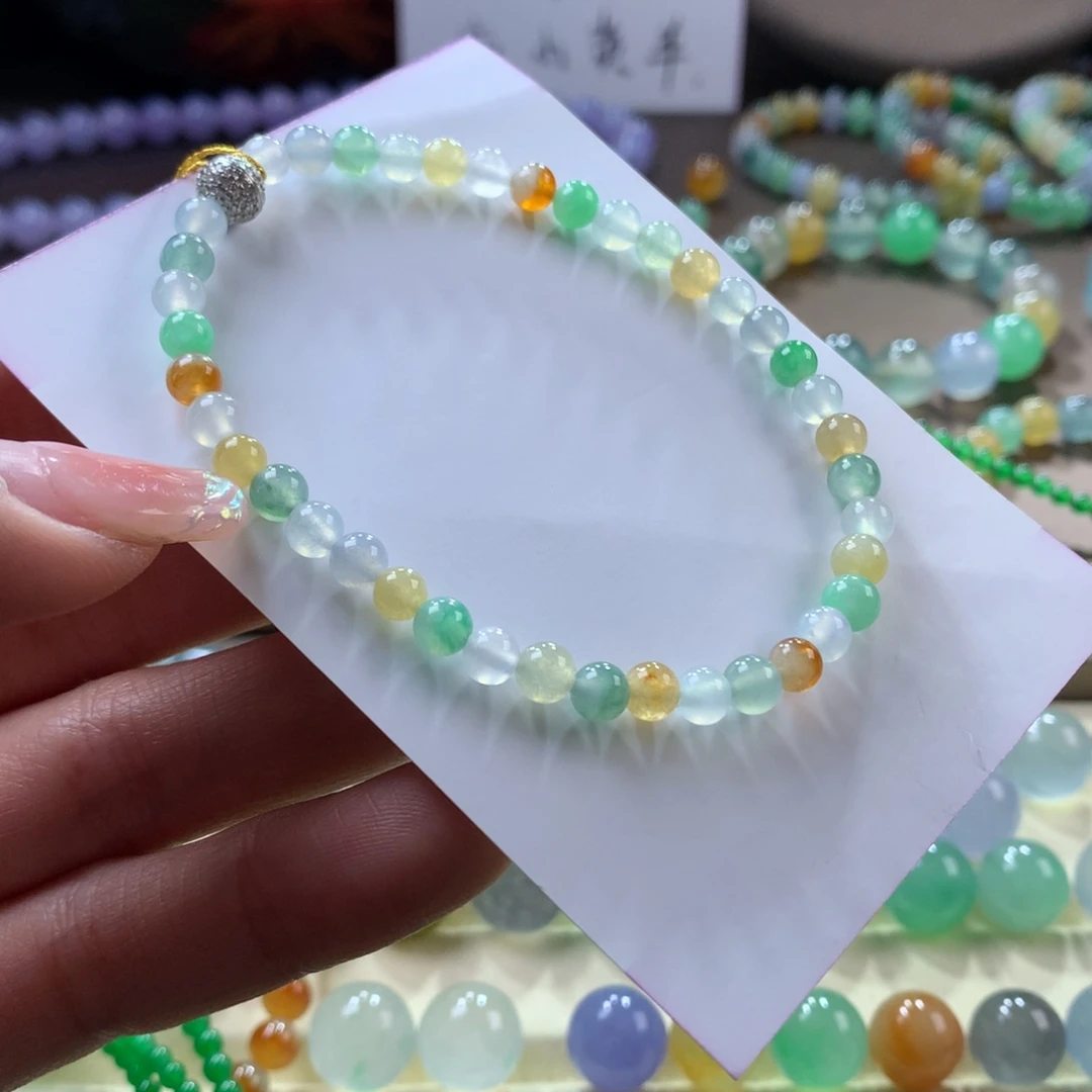 翡翠手链未镶嵌冰多宝卡4.5-5