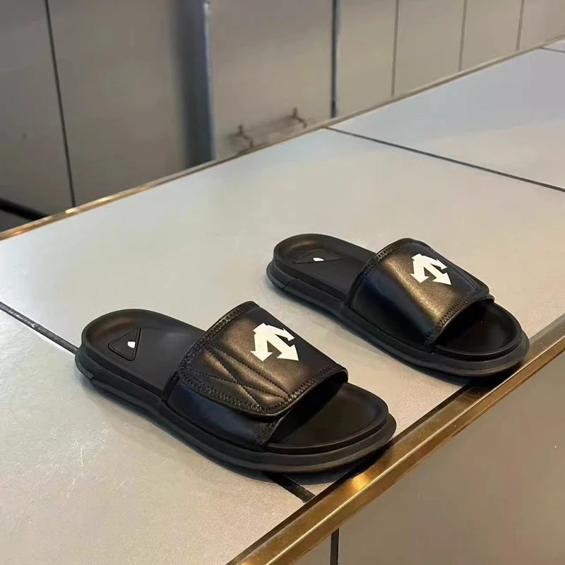 新款魔术贴拖鞋男2025夏季高端外穿防滑耐磨白色男士一字拖凉拖鞋