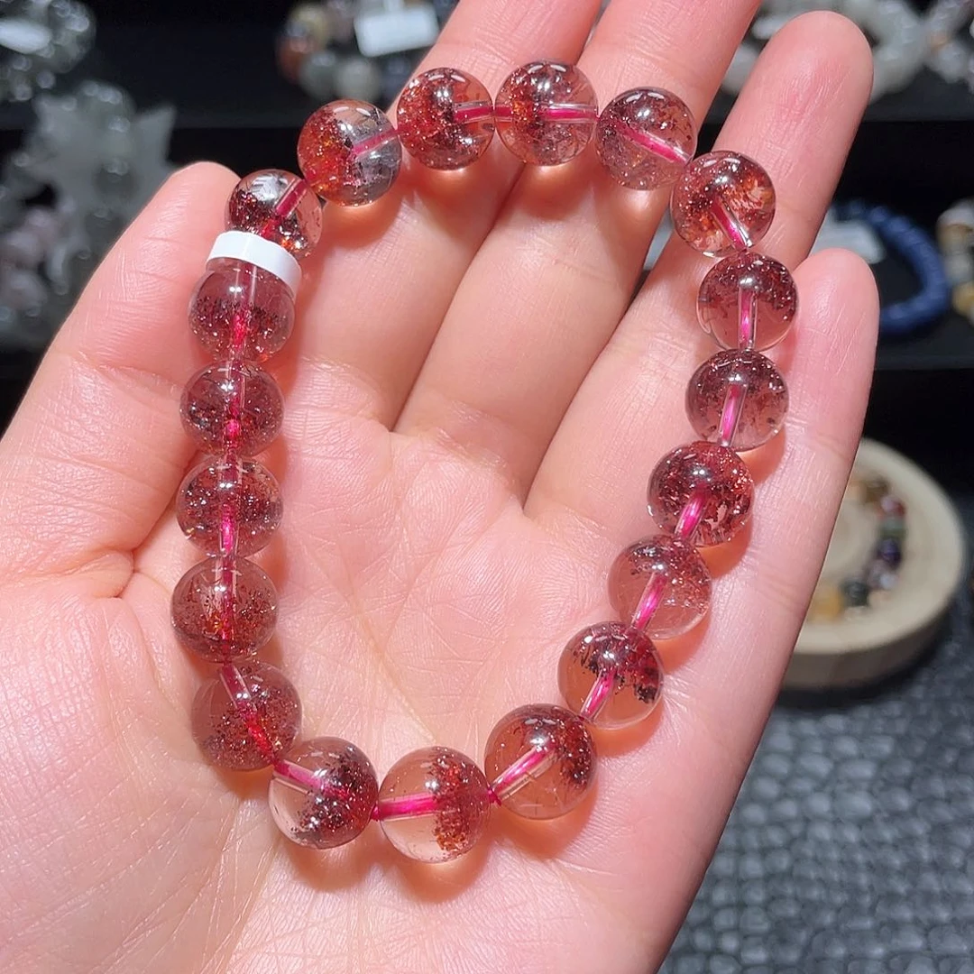 水晶手链未镶嵌金草莓手链，晶体通透