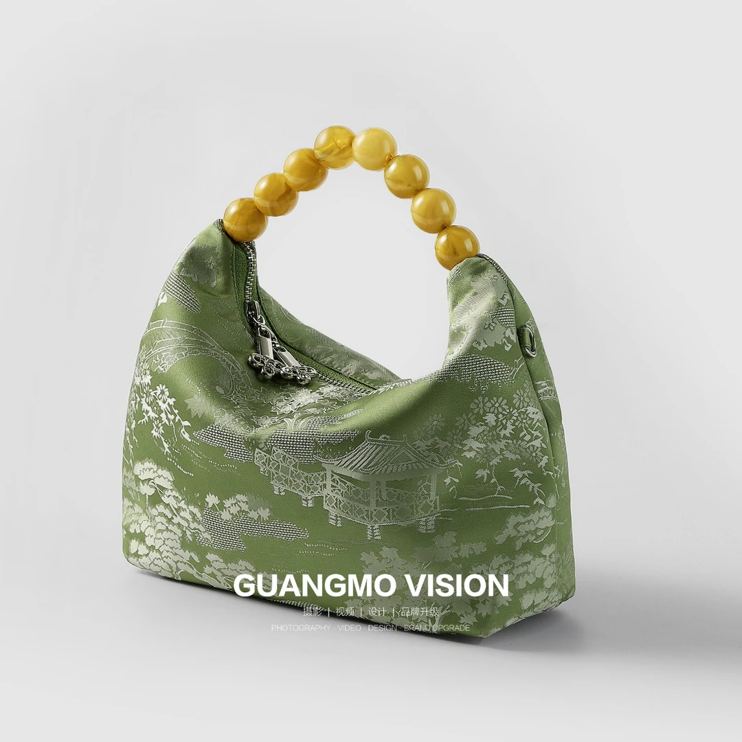 【新玉珠包】｜2025春夏款手提包刺绣斜挎包链条单肩包女士轻奢百搭