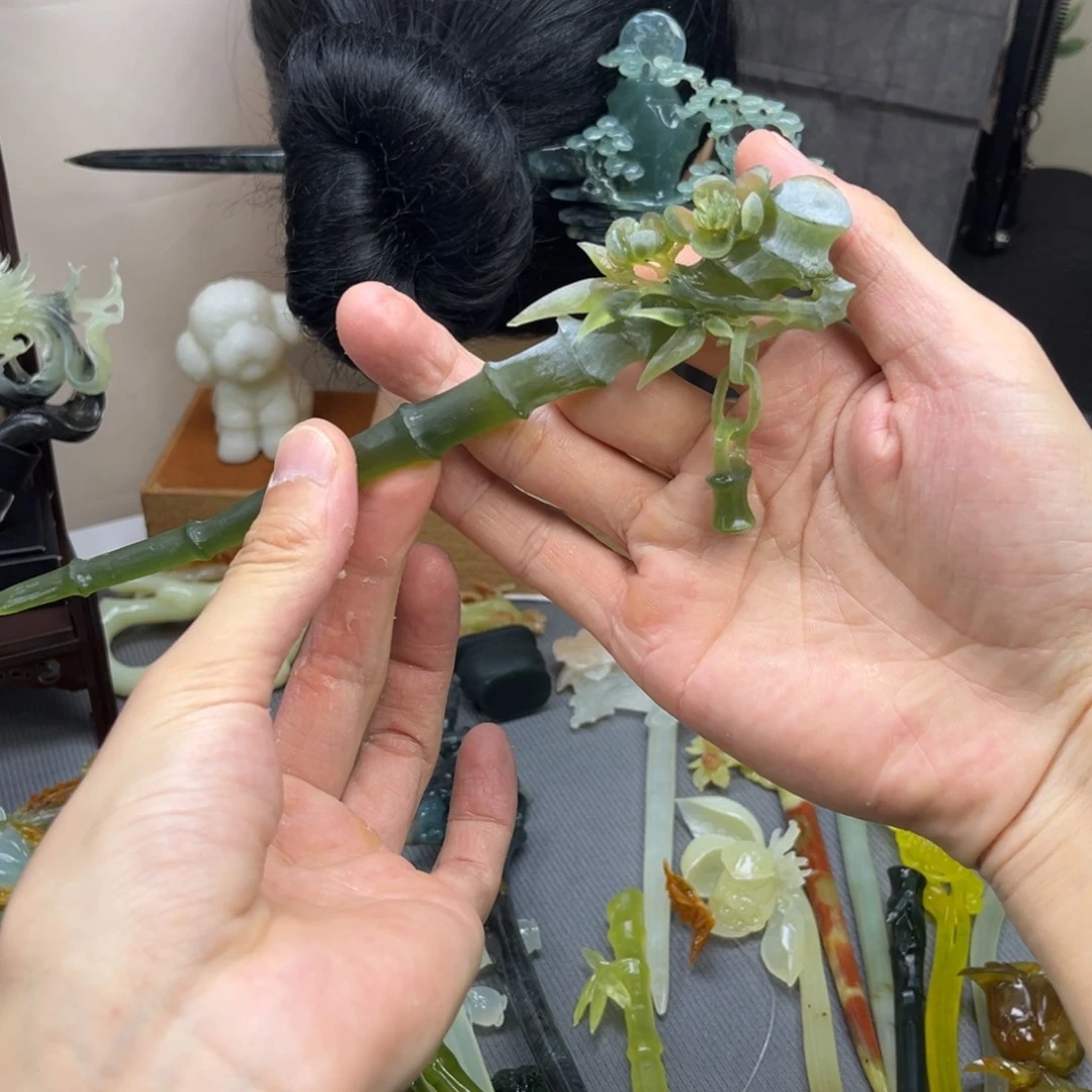 蛇纹石玉合金发饰