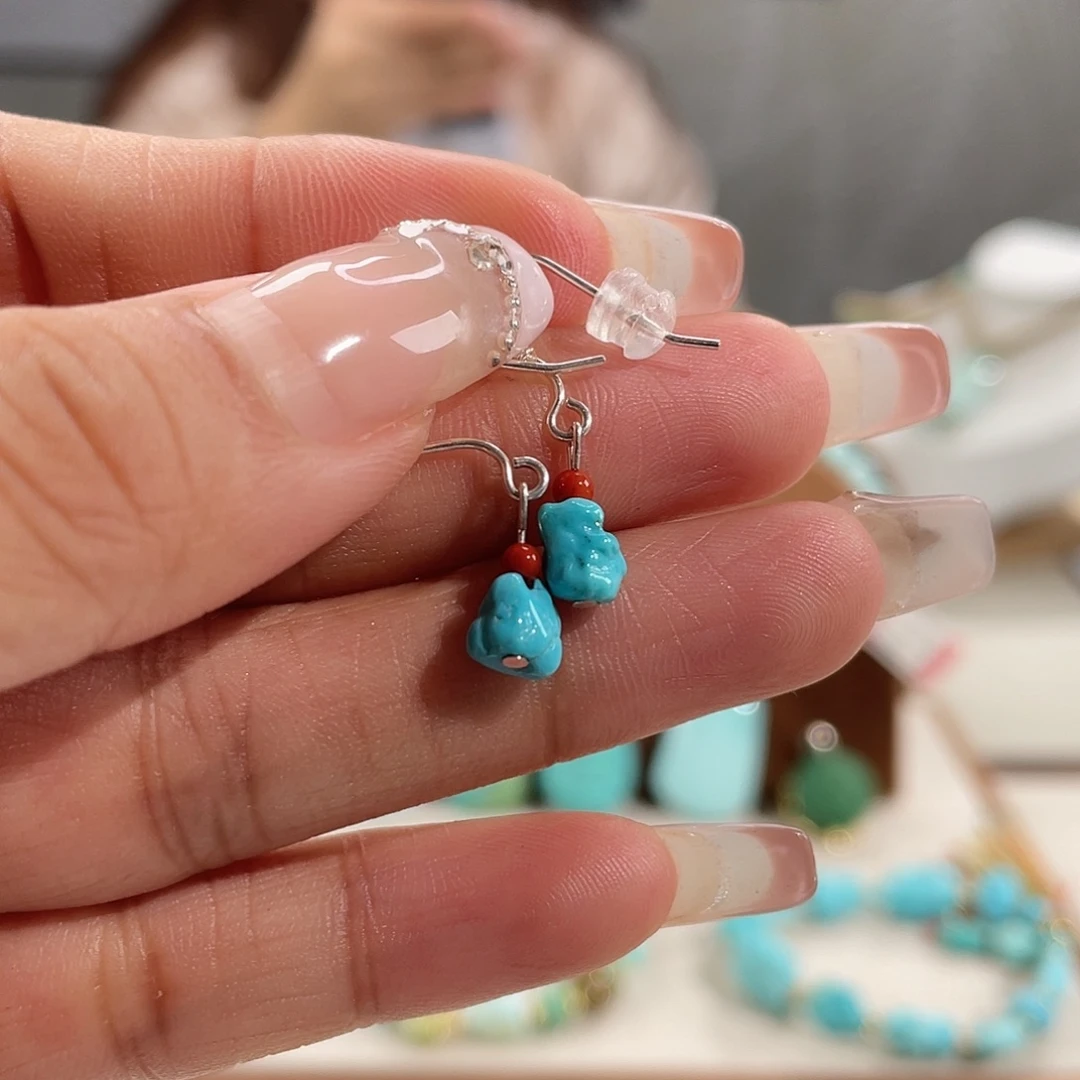 南红玛瑙银S925镶嵌耳坠