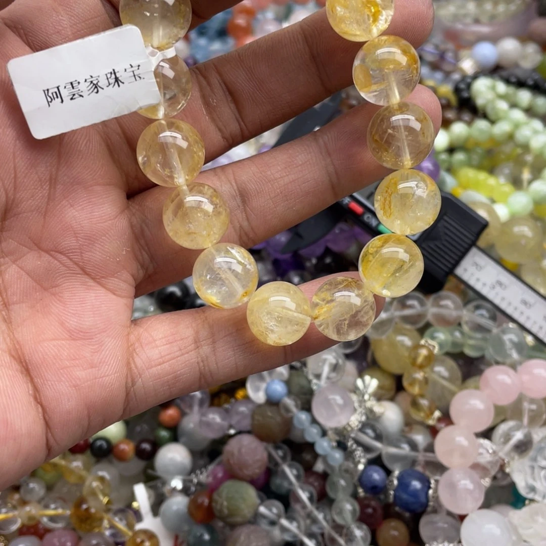银S925镶嵌手链烟晶