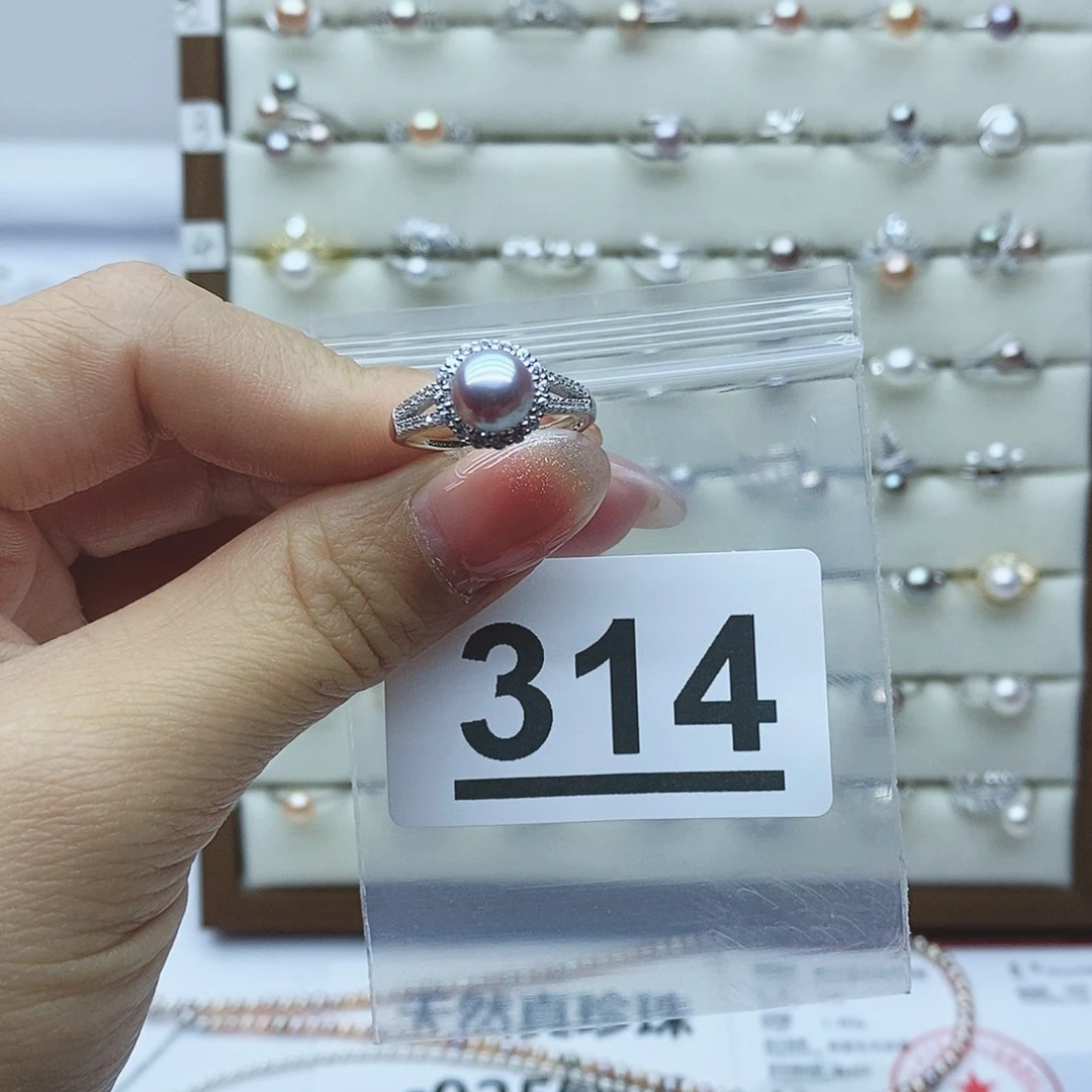 淡水珍珠戒指银S925镶嵌陛*?314