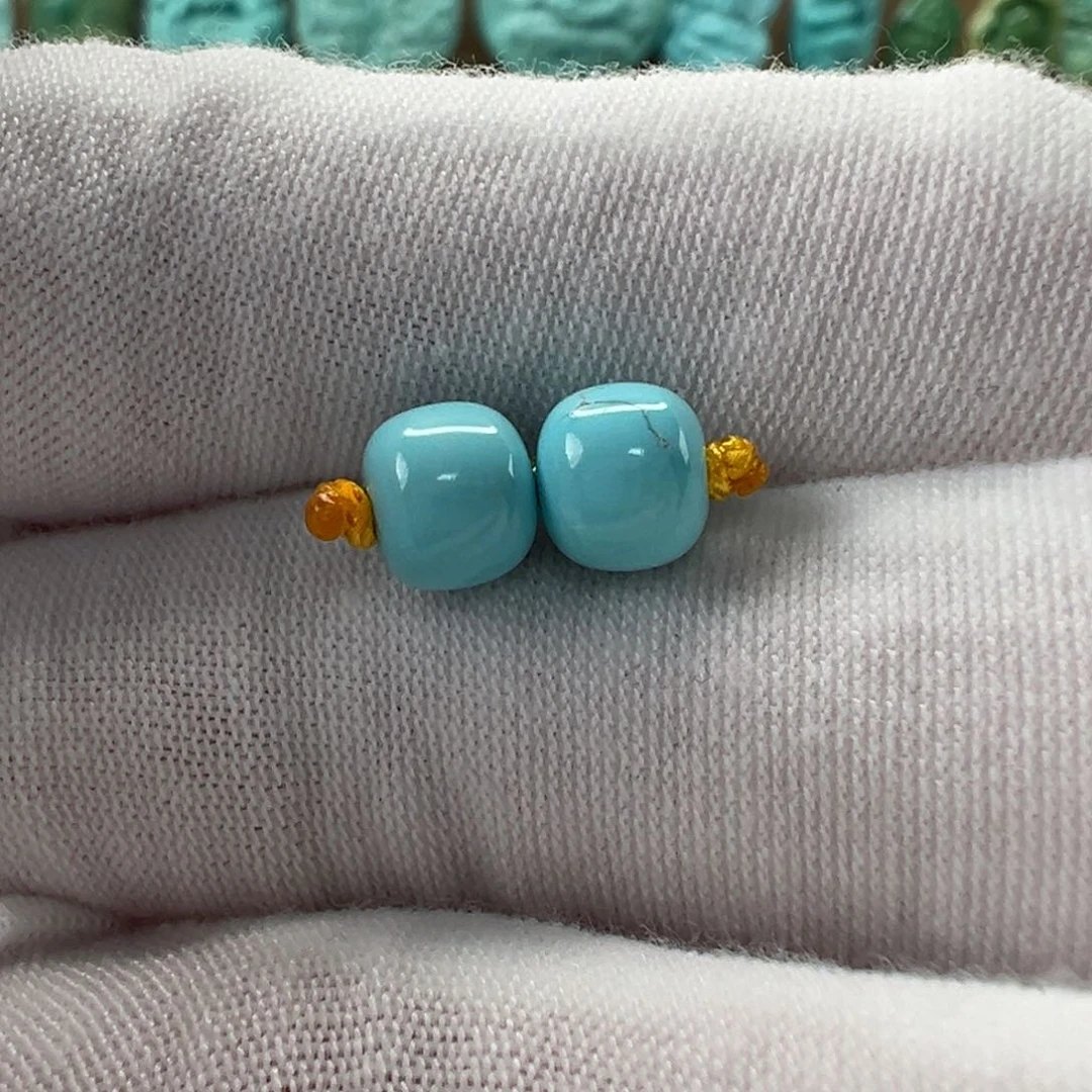 未镶嵌绿松石老型对珠6.7x5.8mm