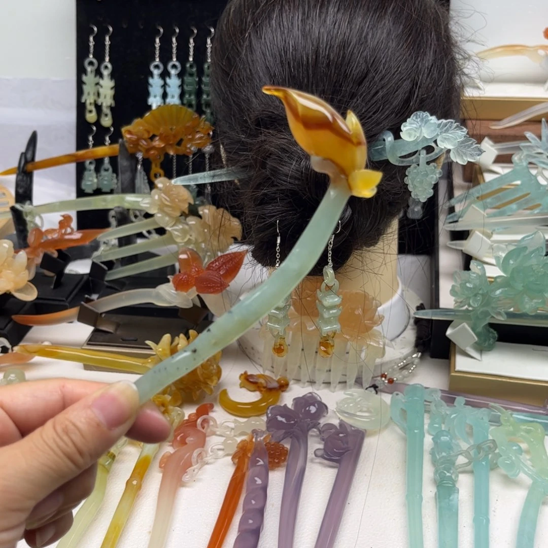 蛇纹石玉未镶嵌发簪